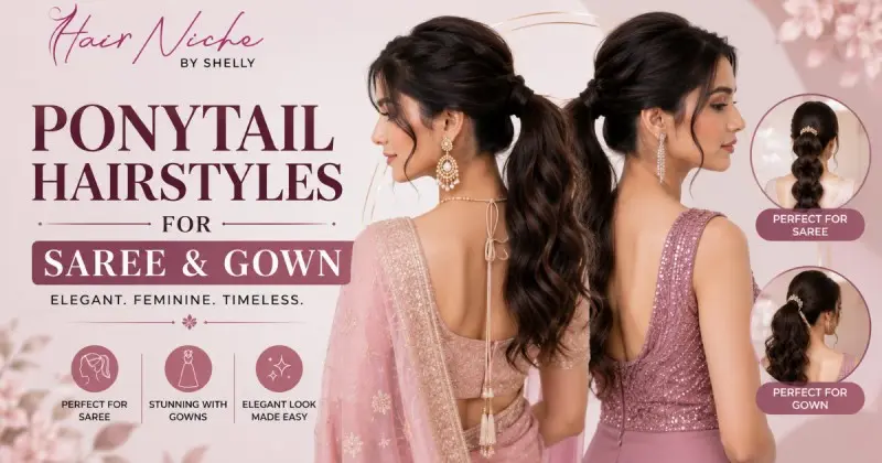 Ponytail Hairstyles for Saree & Gown