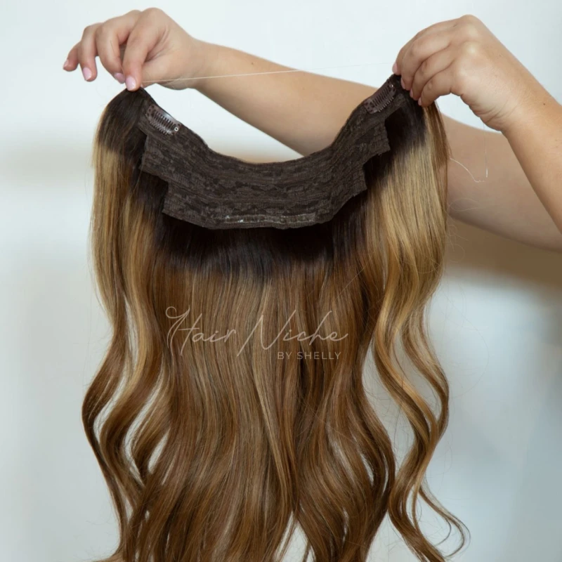 Chestnut brown Halo Hair Extensions