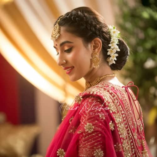 Braided Bun with Maang Tikka