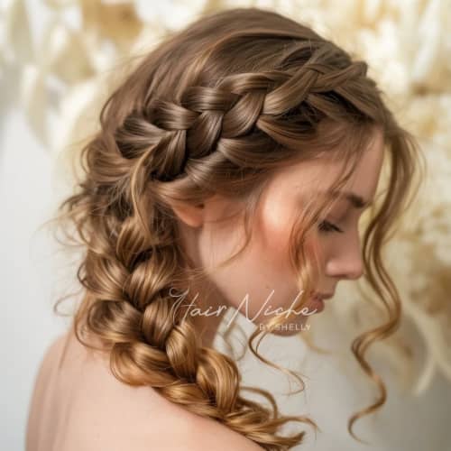 Waterfall Braid with Curls