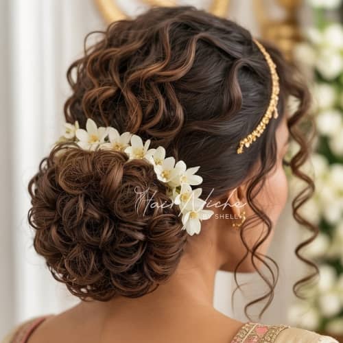 Half-Up Bun with Loose Curls