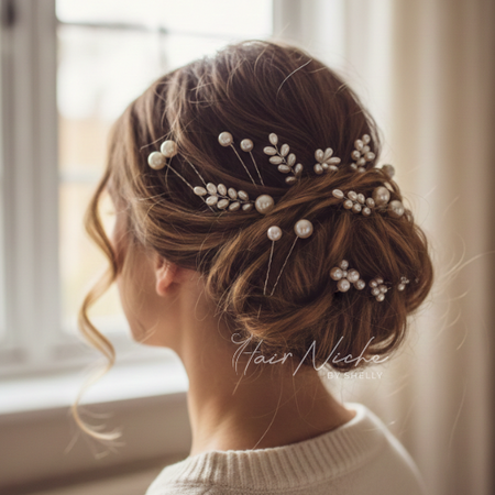 Messy Bun with Pearl Pins