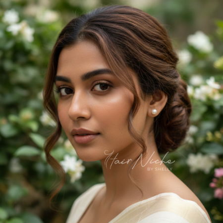 Soft Textured Low Bun with Face-Framing Strands