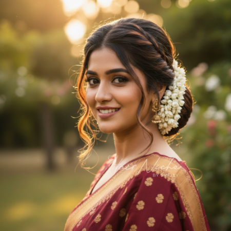 Traditional Gajra-Adorned Bun with a Modern Finish